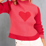 Heart Pattern Color Block Sweater