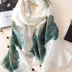 Vintage Floral Printed Silk Imitation Shawl&Scarf