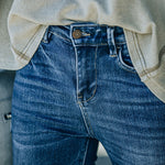 Stretch Flared Denim Trousers