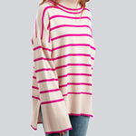 Striped Sweater Casual Turtleneck Knit Pullover Jumper Tops
