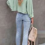 Women's Waffle Cardigan Short Top Jacket