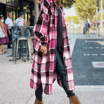 Flannel Wool Blend Plaid Lapel Button Down Shirt Long Sleeve Shacket Jacket with Pockets