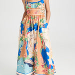 Unique Printed Lace-up Suspender Pockets Casual Resort Style Midi Dress