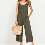 Sleeveless Tie Strap Backless Wide Leg Casual Loose Jumpsuit Rompers