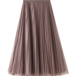 Reversible gold velvet mesh skirt