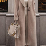 Warm coat long sleeve lapel women's plush top women's coat