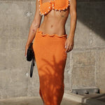 Takian Hollow Crochet Knit Braid Shell Trim Crop Vacation Tank