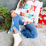 Merry And Bright Cable Knit Pullover Sweatshirt