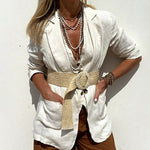 Nadorine Casual Slim Fit Lapel Blazers Long Sleeve Work Office Jacket