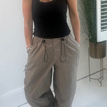 Street Style Drawstring Elastic Waist Pocketed Cargo Pants