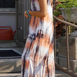 Casual Vacation Print Tie Dye Patchwork V Neck Sling Dress Dresses(7 Colors)