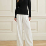 Long Sleeves Skinny Solid Color Zipper High Neck Pullovers