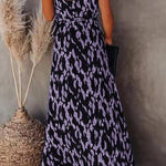 College Vacation Zebra Print Patchwork V Neck Sling Dress Dresses