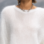 Elegant Solid Color Round Neck Loose Pullover Sweater