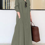 Original Solid Color Lapel Shirt Dress