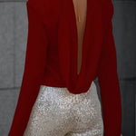Secret of Elegance Satin Back Chain Cowl Neck Draped Blouse