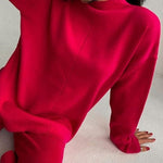 Long Sleeve Loose Casual Mid-Turtleneck Sweater
