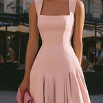 Structured Square Neck Sleeveless Midi Dress