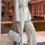 Sequined Drawstring Waist Suit