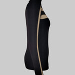 Long Sleeves Skinny Mesh Solid Color Split-Joint High Neck T-Shirts Tops