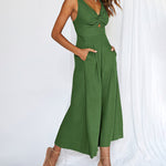 Nadorine Women's Casual Sleeveless Hollows High Waist Bodysuit Spaghetti Strap Loose Jumpsuit Overalls