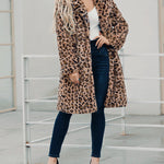 Faux Fur Coat Leopard Print Fluffy Coat