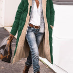 Reversible Sherpa Fleece Long Puffer Coats with Hood Outerwear