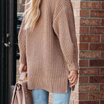 Khaki Solid Color Buttoned Down Casual Knitted Cardigan