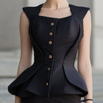 Modern Peplum Hourglass Two-Piece Midi Skirt Set