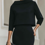Boat Neck Top And Midi Skirt Set