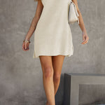 Casual Solid Slit O Neck A Line Dresses
