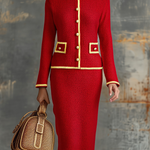 Retro Elegant Knitted Cardigan And Hip Skirt Two-piece Set