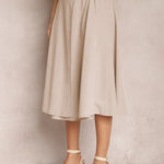 Leather Stitching Solid Color Fashionable Skirt, Elegant and Artistic Retro Skirt for Women