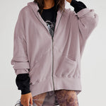 Nadorine Women's Cardigan Zipper Sweater Loungewear Outerwear Hoodie Long Jacket