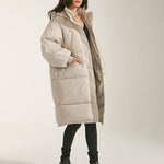 Long Thick Hoodied Cotton Jacket Coat