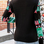 Multicolor Snowflake & Dinosaur Print Christmas Sweater
