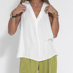 Women's Sleeveless V-Neck Chiffon Blouse Vest