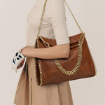Metallic Pattern Chain Shoulder Tote Bag Funky Style