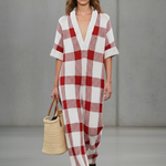 Women's Minimalist Checkered Knit Loose-fitting Jumpsuit