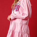 Nutcracker Sequined Button Down Long Sleeve Mini Dress