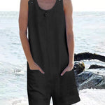 Pocket Buttons Shorts Jumpsuit
