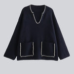 Nadorine Casual Edge Contrast Sweater Pullover