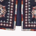 Nadorine Women's Buttonless Retro Ethnic Style Embroidered Vest Sleeveless Cardigan Crop Top