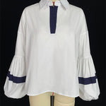 Loose Puff Sleeves Split-Joint Lapel Blouses&Shirts Tops