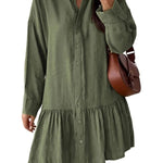 Women's Fashion Loose Button Down Shirt Dress