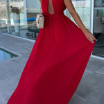 Halter Neck Pleated Swing Dress