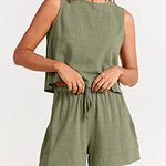 Nadorine 2 Piece Outfits Sets Sleeveless Crop Top Tank Shorts Sets