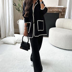 Edge Decorated Jacket & Casual Pants Two-piece Sets
