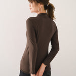 10 Colors Simple Solid Color Long Sleeves High-Neck T-Shirt Top
