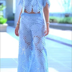 Eliose Scallop Cutout Embroidery Lace Short Sleeve Loose Top